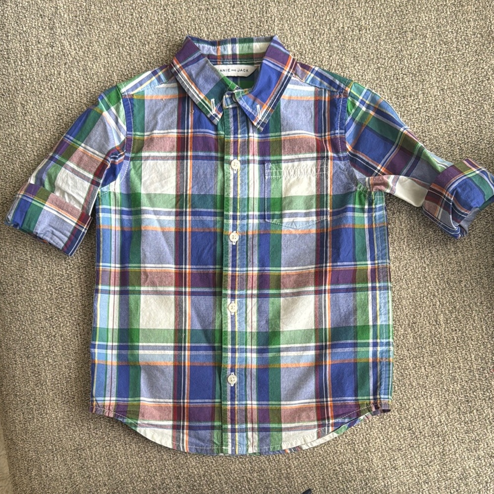 Plaid Kids Shirt - Blue, Green, White